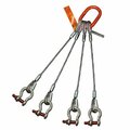 Hsi Four Leg Wire Rope Sling, 3/8 in dia, 3 ft Length, Screw Pin Anchor Shackle, 5 ton Capacity 400SPA3/8X-03